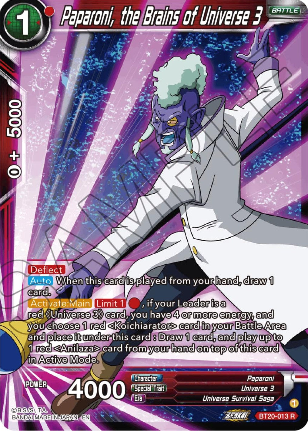 Paparoni, the Brains of Universe 3 (BT20-013) [Power Absorbed] | Good Games Adelaide SA