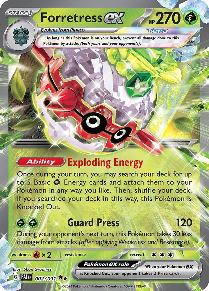 Forretress ex 002/091 (SV: Paldean Fates)  - Holofoil | Good Games Adelaide SA