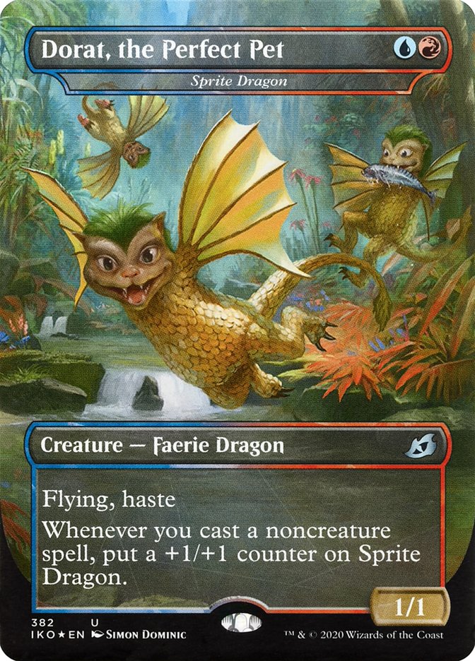 Dorat, the Perfect Pet - Sprite Dragon (Borderless) (Godzilla Series) [Ikoria: Lair of Behemoths] | Good Games Adelaide SA