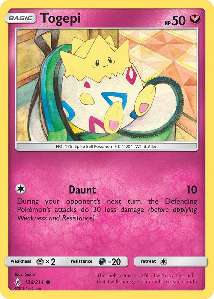 Togepi 136/214 (SM - Unbroken Bonds)  | Good Games Adelaide SA