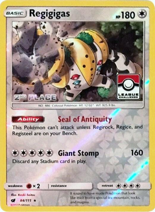 Regigigas 84 111 League Challenge 2nd Place 084/111 (League & Championship Cards)  - Reverse Holofoil | Good Games Adelaide SA