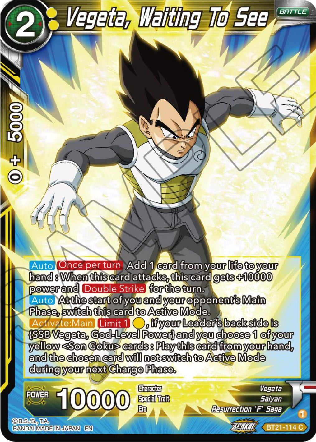 Vegeta, Waiting To See (BT21-114) [ZENKAI Series: Set 04] | Good Games Adelaide SA