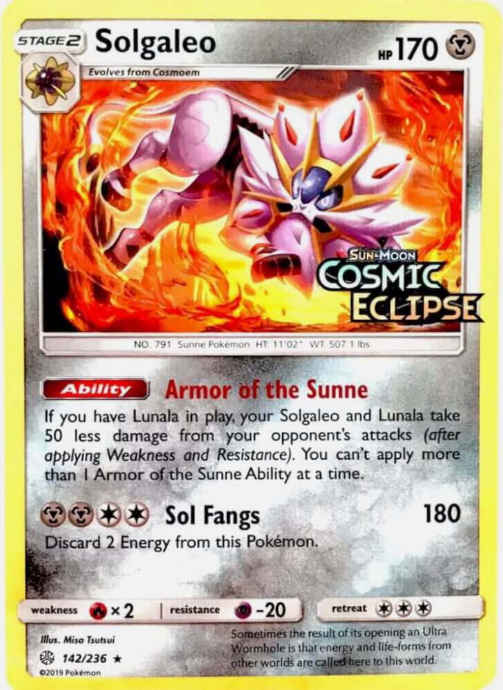 Solgaleo Cosmic Eclipse Stamped 142/236 (Miscellaneous Cards & Products)  - Holofoil | Good Games Adelaide SA