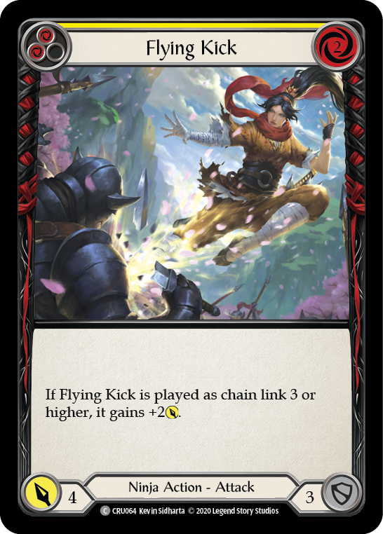 Flying Kick (Yellow) [CRU064] 1st Edition Rainbow Foil | Good Games Adelaide SA