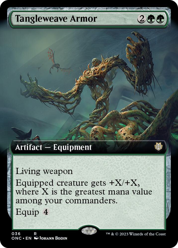 Tangleweave Armor 36 (Commander: Phyrexia: All Will Be One)  - Extended Art Foil | Good Games Adelaide SA