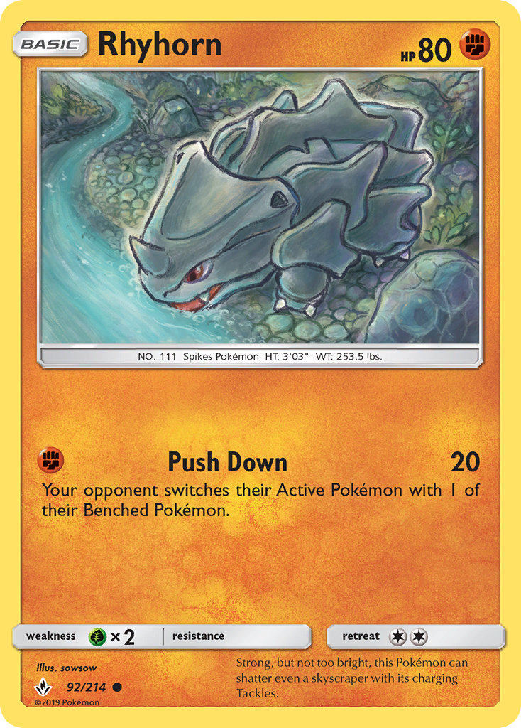 Rhyhorn (92/214) [Sun & Moon: Unbroken Bonds] | Good Games Adelaide SA
