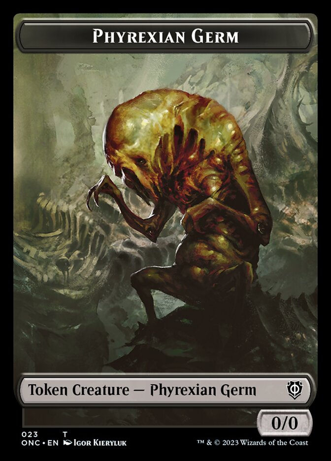 Rebel // Phyrexian Germ Double-Sided Token [Phyrexia: All Will Be One Commander Tokens] | Good Games Adelaide SA