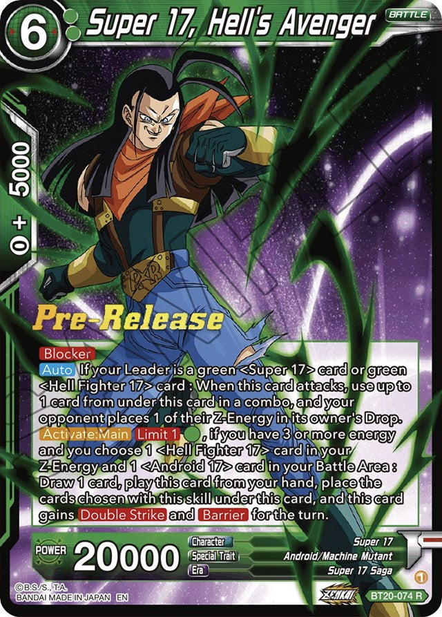Super 17, Hell's Avenger (BT20-074) [Power Absorbed Prerelease Promos] | Good Games Adelaide SA
