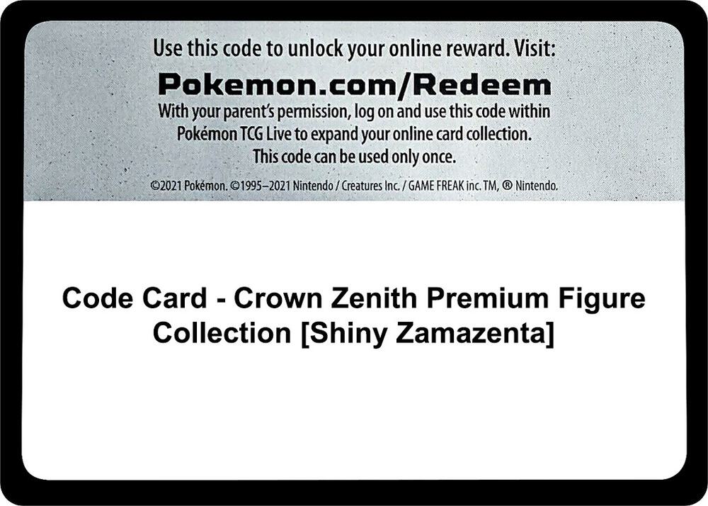 Code Card Crown Zenith Premium Figure Collection Shiny Zamazenta  (Crown Zenith)  | Good Games Adelaide SA