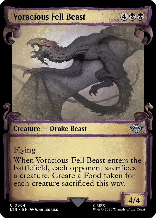 Voracious Fell Beast 564 (Universes Beyond: The Lord of the Rings: Tales of Middle-earth)  - Showcase Scroll Foil | Good Games Adelaide SA