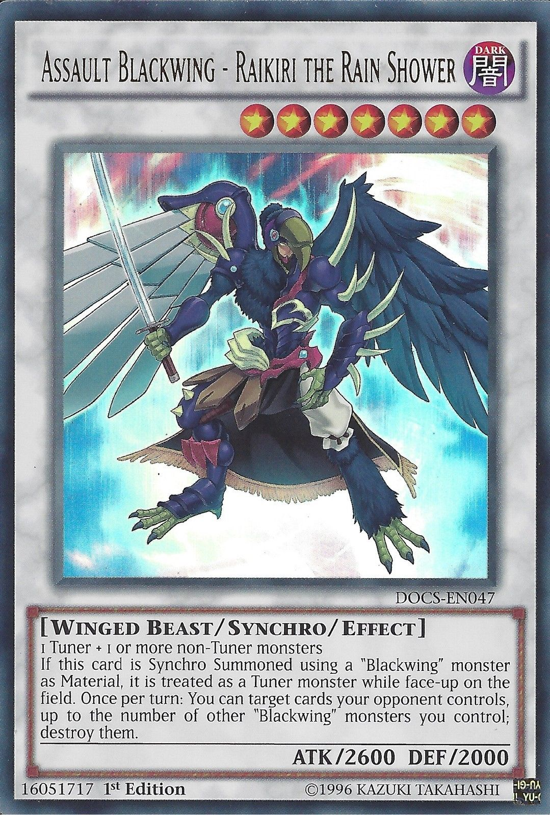 Assault Blackwing - Raikiri the Rain Shower [DOCS-EN047] Ultra Rare | Good Games Adelaide SA
