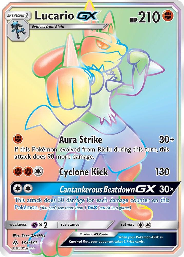 Lucario GX Secret 135/131 (SM - Forbidden Light)  - Holofoil | Good Games Adelaide SA