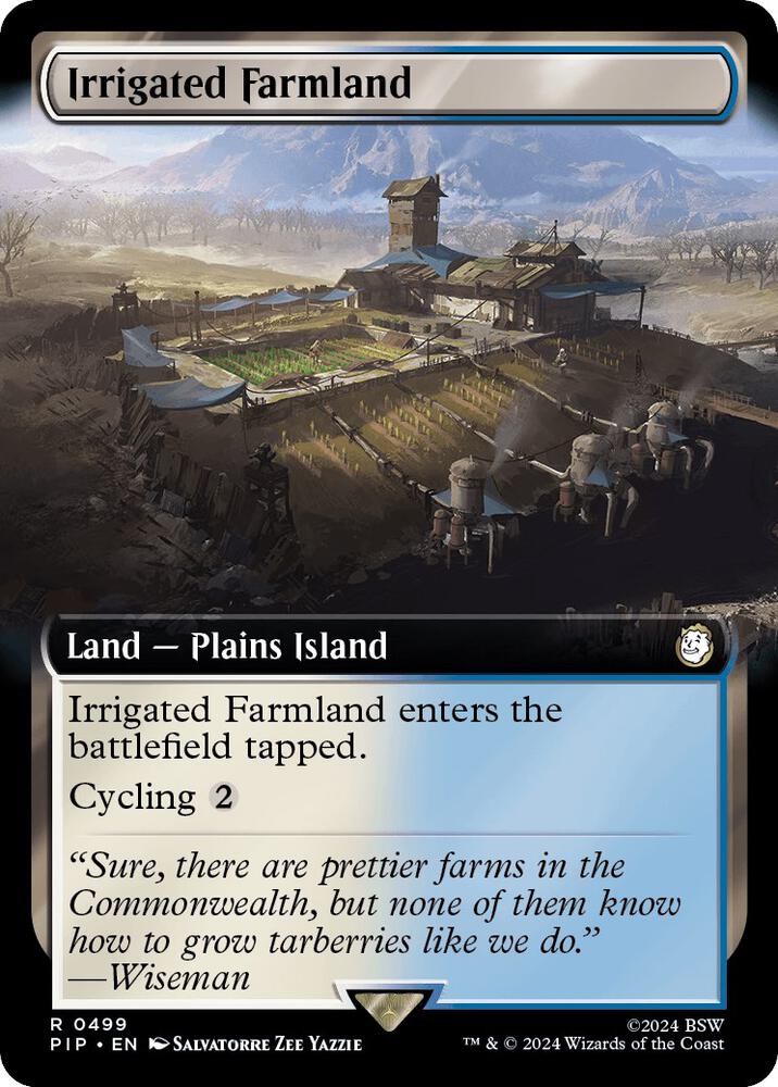 Irrigated Farmland Extended Art 499 (Universes Beyond: Fallout)  - Foil | Good Games Adelaide SA