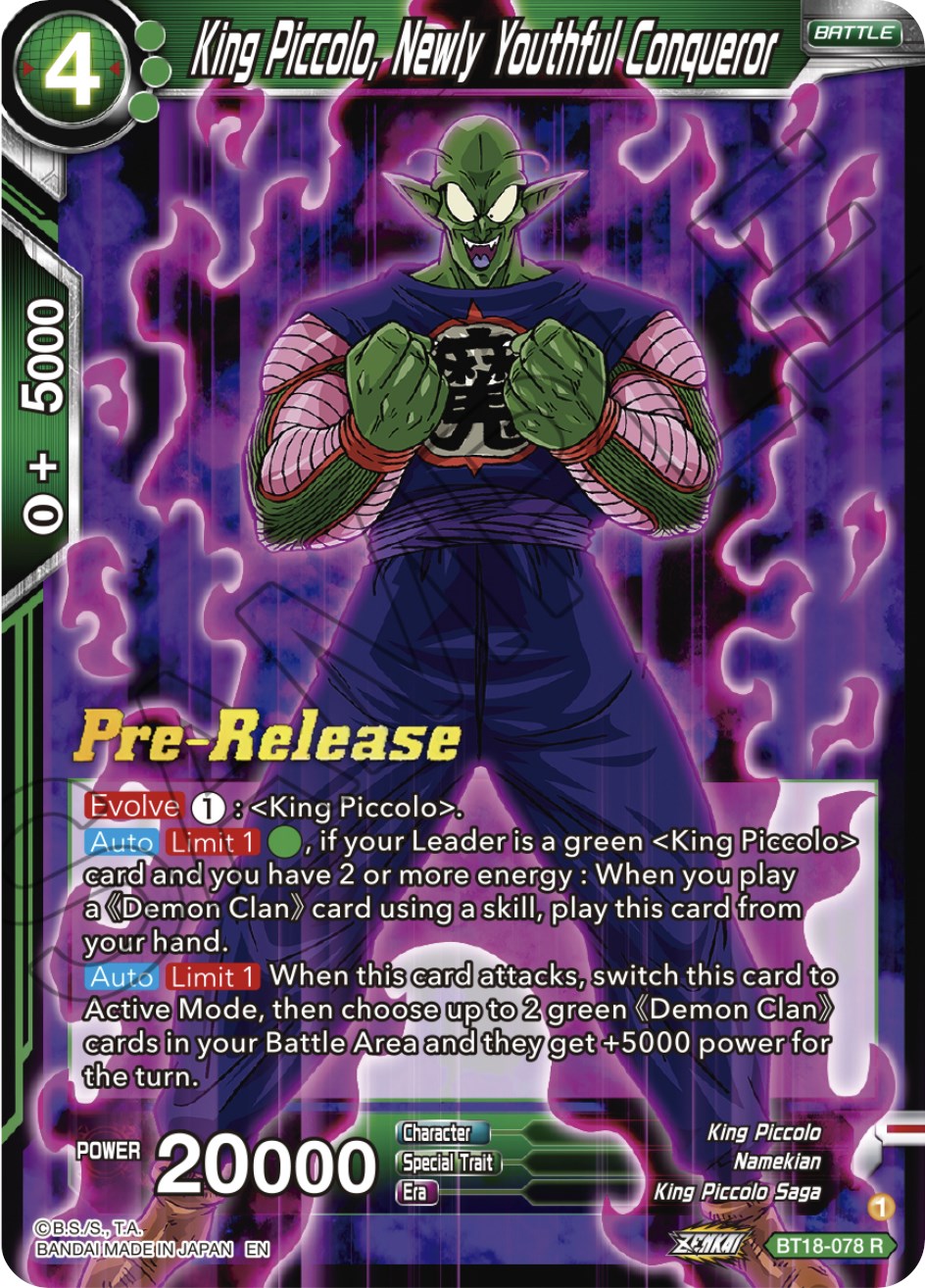 King Piccolo, Newly Youthful Conqueror (BT18-078) [Dawn of the Z-Legends Prerelease Promos] | Good Games Adelaide SA