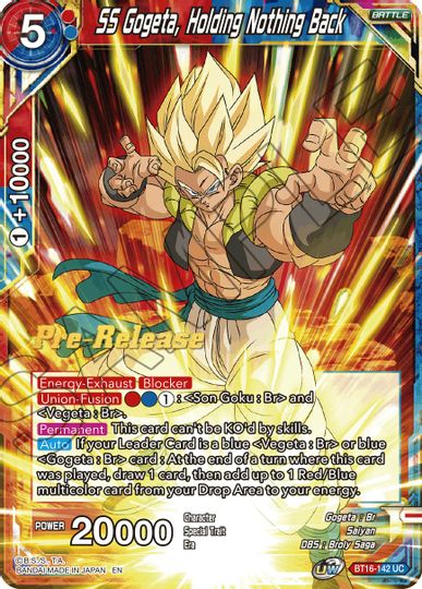 SS Gogeta, Holding Nothing Back (BT16-142) [Realm of the Gods Prerelease Promos] | Good Games Adelaide SA