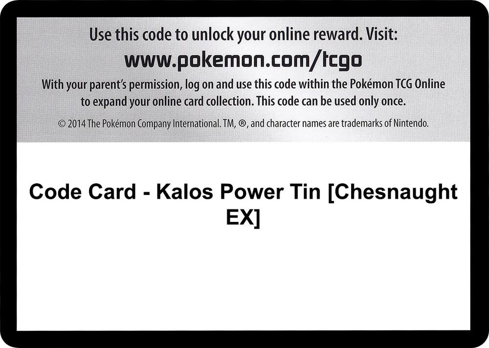 Code Card Kalos Power Tin Chesnaught EX  (XY - Flashfire)  | Good Games Adelaide SA