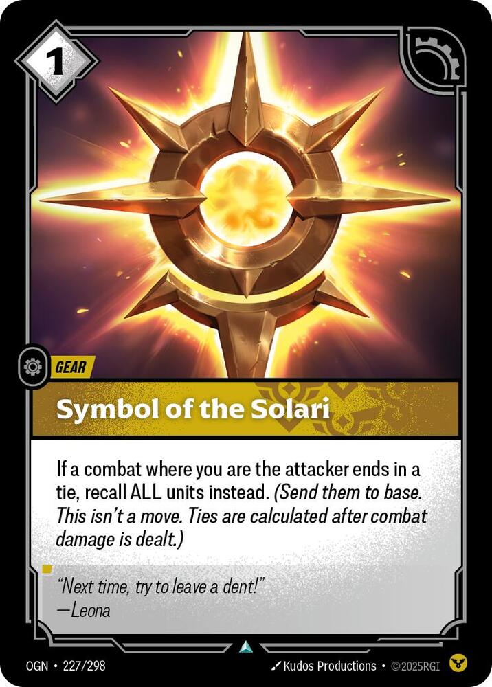 Symbol of the Solari 227/298 (Origins)  | Good Games Adelaide SA