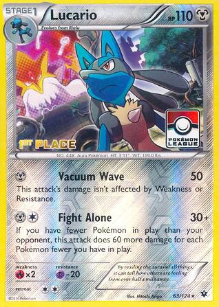 Lucario 63 124 Pokemon League 1st Place 063/124 (League & Championship Cards)  - Reverse Holofoil | Good Games Adelaide SA