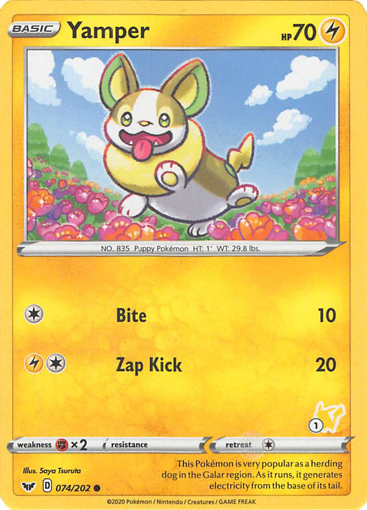 Yamper (074/202) (Pikachu Stamp #1) [Battle Academy 2022] | Good Games Adelaide SA