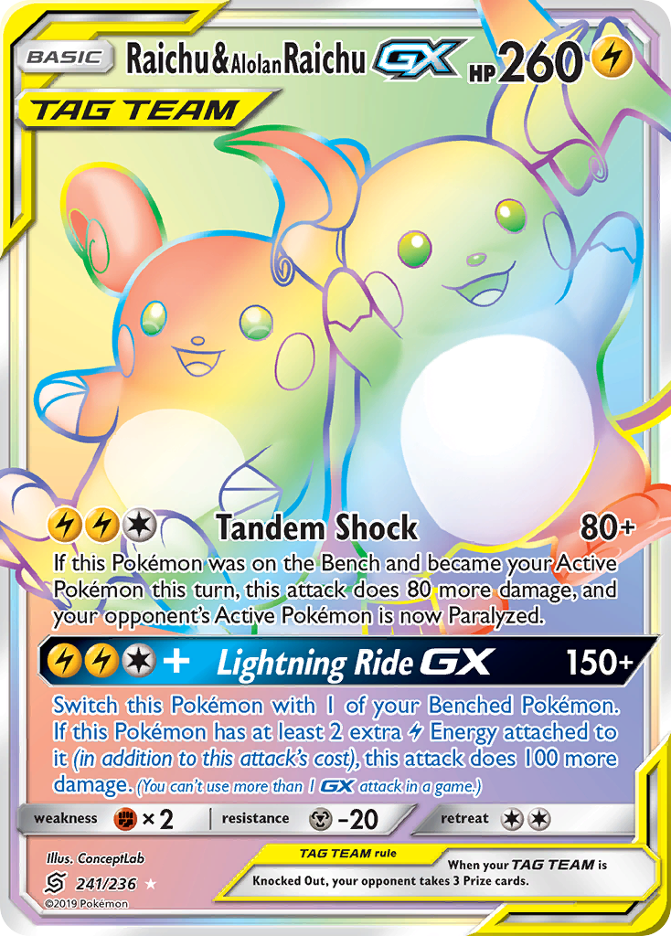 Raichu & Alolan Raichu GX (241/236) [Sun & Moon: Unified Minds] | Good Games Adelaide SA