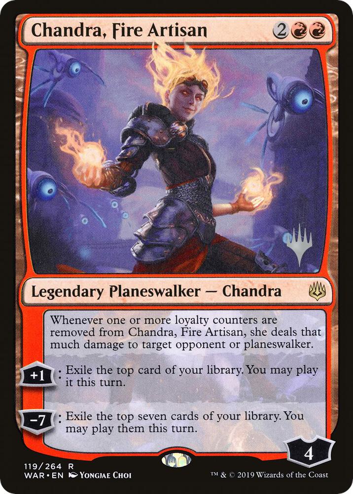 Chandra Fire Artisan 119 (Promo Pack: Throne of Eldraine)  - Foil | Good Games Adelaide SA