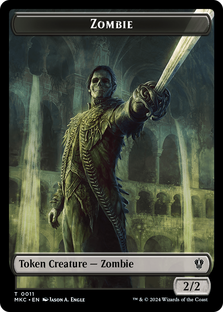 Salamander Warrior // Zombie Double-Sided Token [Murders at Karlov Manor Commander Tokens] | Good Games Adelaide SA