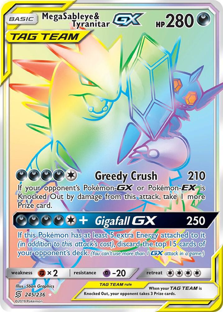 Mega Sableye and Tyranitar GX Secret 245/236 (SM - Unified Minds)  - Holofoil | Good Games Adelaide SA