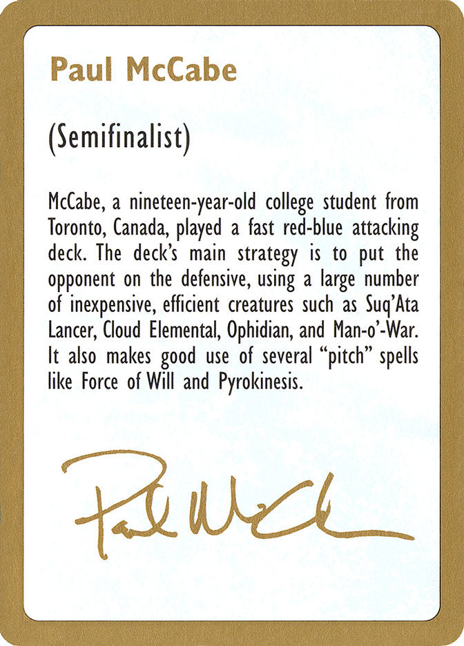Paul McCabe Bio  (World Championship Decks)  | Good Games Adelaide SA