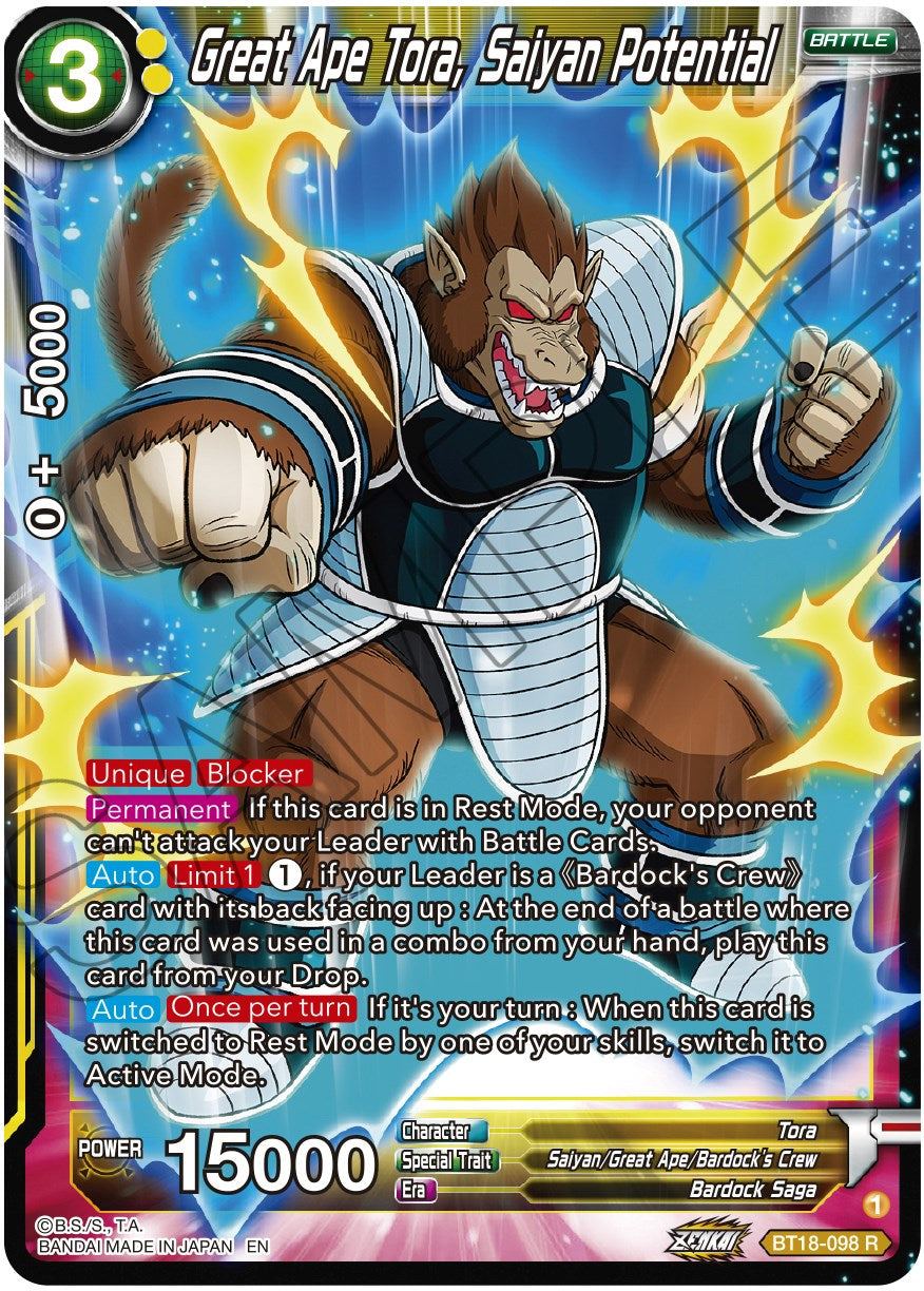 Great Ape Tora, Saiyan Potential (BT18-098) [Dawn of the Z-Legends] | Good Games Adelaide SA