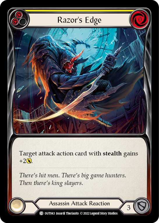 Razor's Edge (Yellow) [OUT043] (Outsiders)  Rainbow Foil | Good Games Adelaide SA