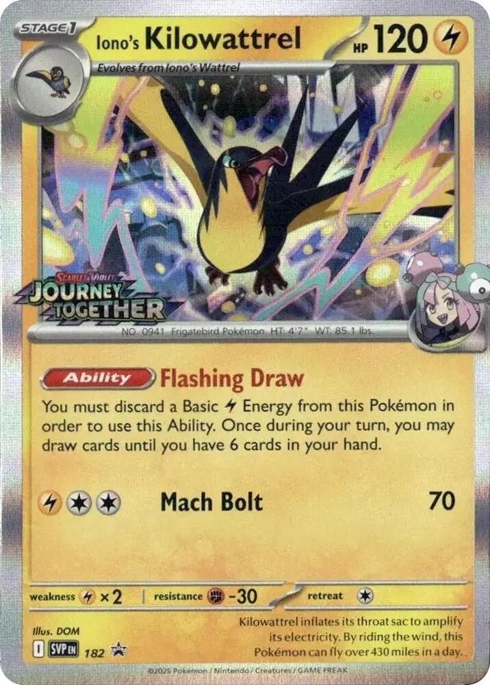 Iono's Kilowattrel Prerelease 182 (SV: Scarlet & Violet Promo Cards)  - Holofoil | Good Games Adelaide SA