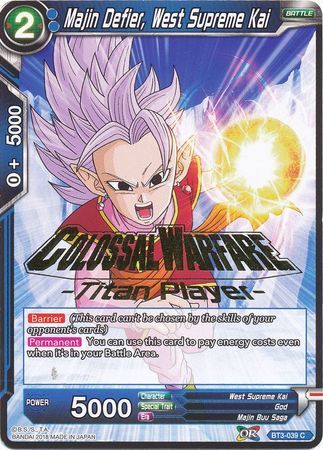Majin Defier, West Supreme Kai (Titan Player Stamped) (BT3-039) [Tournament Promotion Cards] | Good Games Adelaide SA