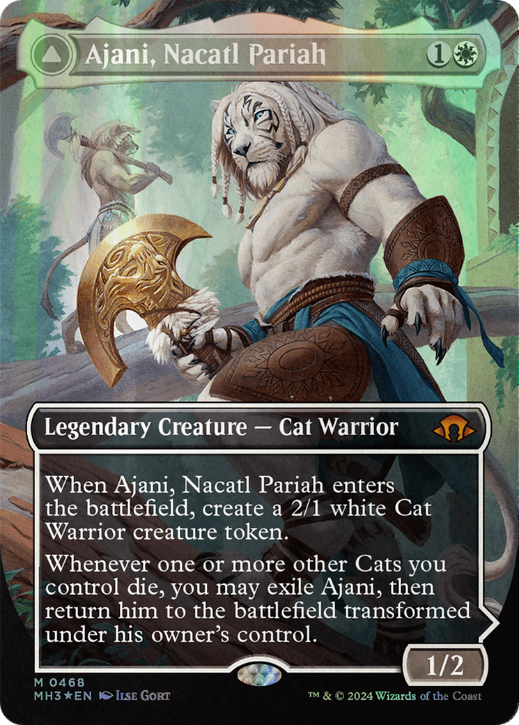 Ajani, Nacatl Pariah // Ajani, Nacatl Avenger (Borderless) (Textured Foil) [Modern Horizons 3] | Good Games Adelaide SA