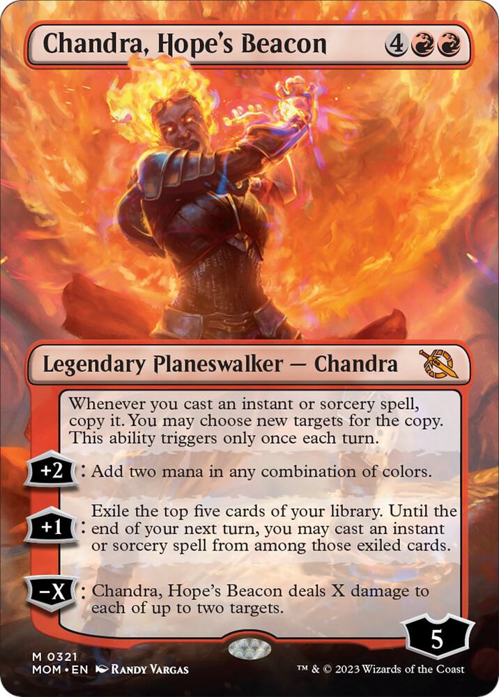 Chandra, Hope's Beacon 321 (March of the Machine)  - Borderless Foil | Good Games Adelaide SA