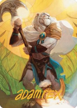 Ajani Sleeper Agent Art Card Gold Stamped Signature 42 (Art Series: Dominaria United)  | Good Games Adelaide SA