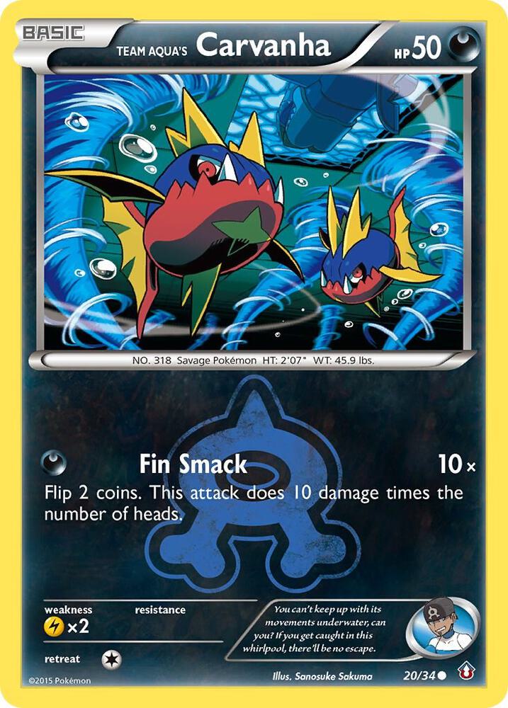 Team Aqua's Carvanha 20/34 (Double Crisis)  - Reverse Holofoil | Good Games Adelaide SA