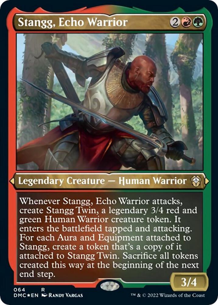Stangg Echo Warrior Foil Etched 64 (Commander: Dominaria United)  - Foil | Good Games Adelaide SA
