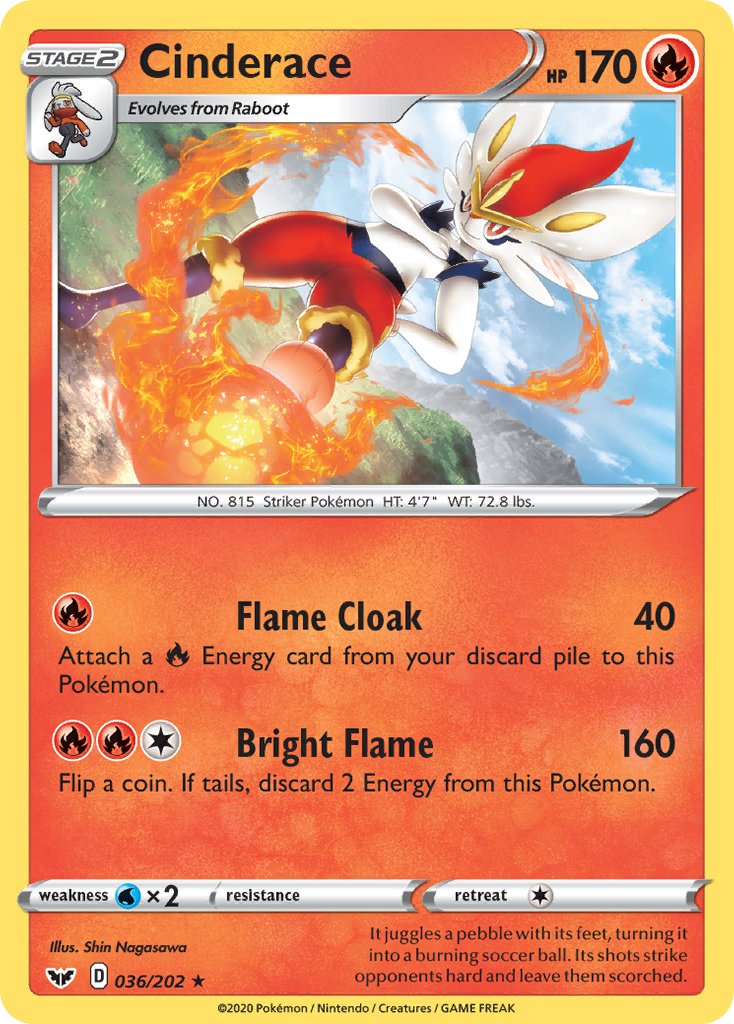 Cinderace (036/202) (Cracked Ice Holo) (Theme Deck Exclusives) [Sword & Shield: Base Set] | Good Games Adelaide SA