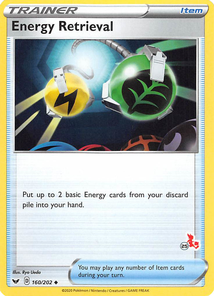 Energy Retrieval (160/202) (Cinderace Stamp #25) [Battle Academy 2022] | Good Games Adelaide SA