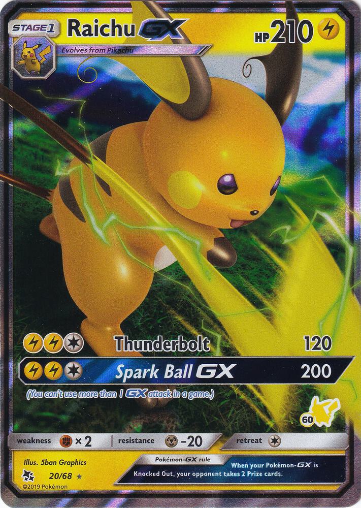 Raichu GX 20 68 60 Pikachu Stamped 020/068 (Battle Academy)  - Holofoil | Good Games Adelaide SA