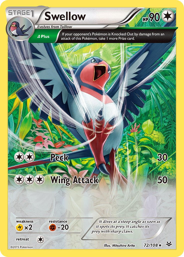 Swellow (72/108) (Theme Deck Exclusive) [XY: Roaring Skies] | Good Games Adelaide SA