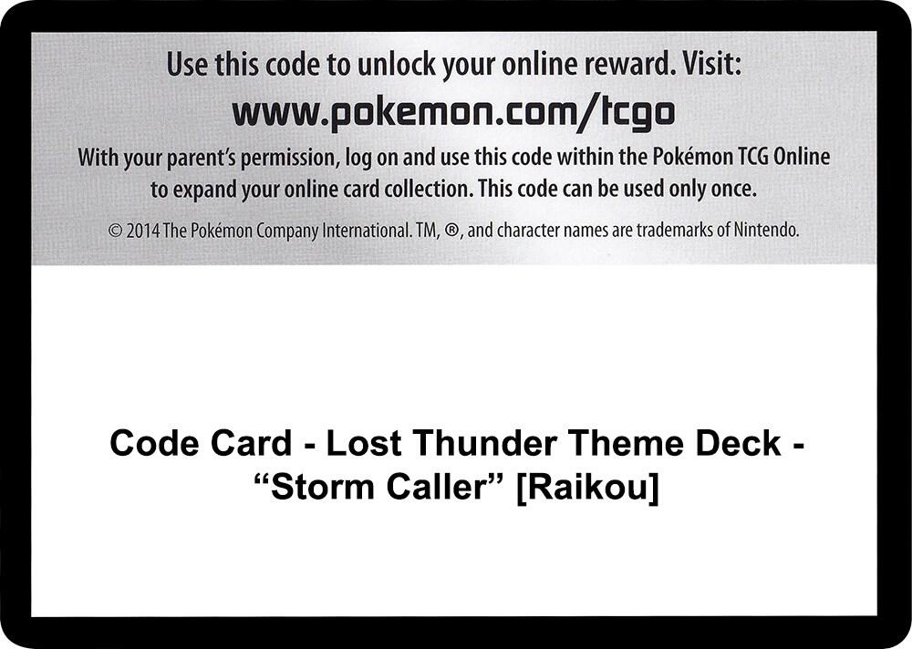 Code Card Lost Thunder Theme Deck Storm Caller Raikou  (SM - Lost Thunder)  | Good Games Adelaide SA