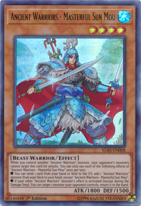 Ancient Warriors - Masterful Sun Mou [IGAS-EN008] Ultra Rare | Good Games Adelaide SA