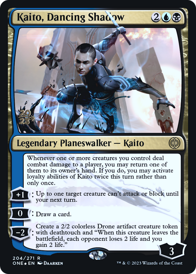Kaito, Dancing Shadow [Phyrexia: All Will Be One Prerelease Promos] | Good Games Adelaide SA