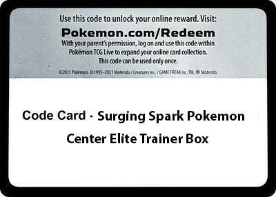 Code Card Surging Sparks Pokemon Center Elite Trainer Box  (SV08: Surging Sparks)  | Good Games Adelaide SA