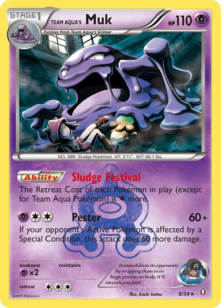 Team Aqua's Muk 8/34 (Double Crisis)  - Holofoil | Good Games Adelaide SA