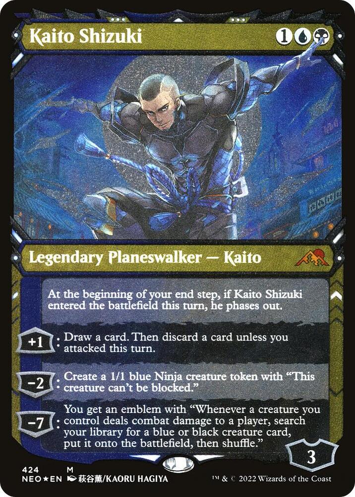 Kaito Shizuki 424 (Kamigawa: Neon Dynasty)  - Showcase Foil Etched | Good Games Adelaide SA