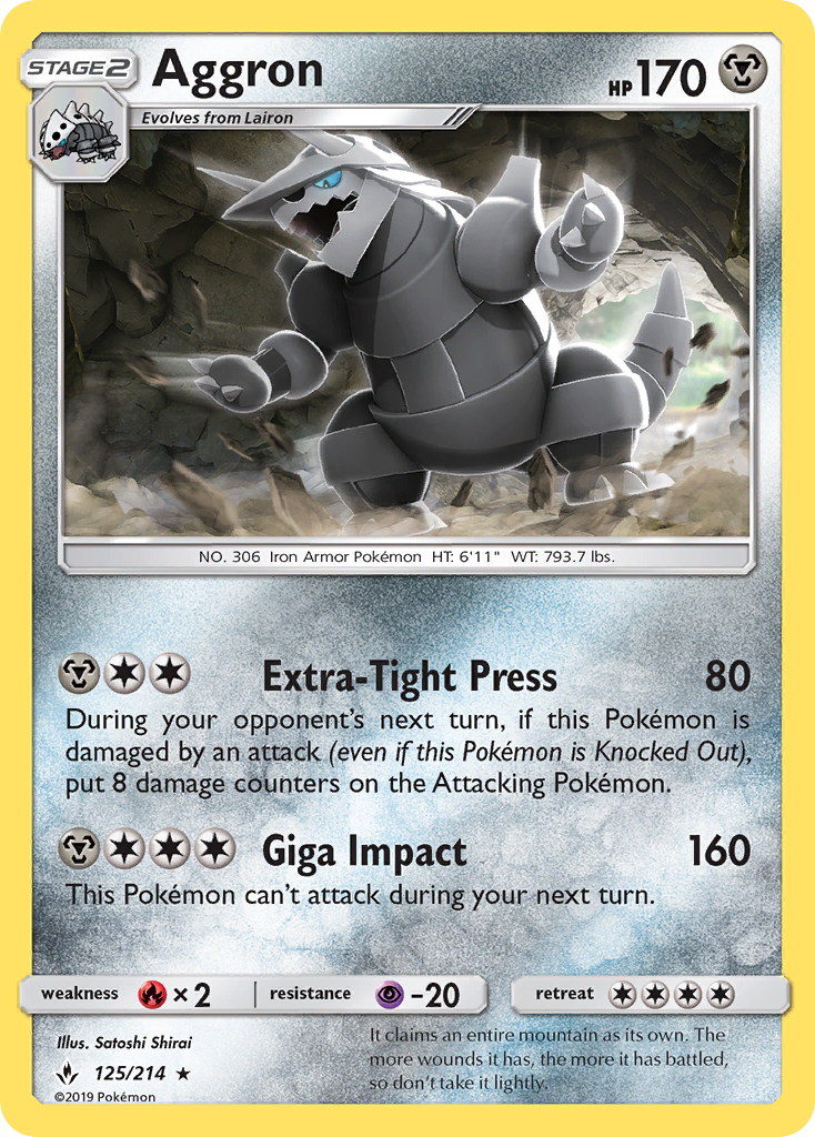 Aggron (125/214) [Sun & Moon: Unbroken Bonds] | Good Games Adelaide SA