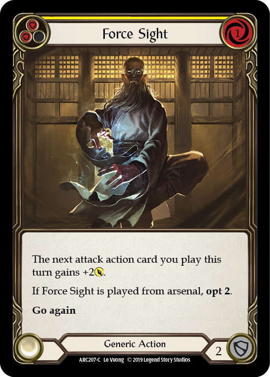 Force Sight (Yellow) [ARC207-C] 1st Edition Rainbow Foil | Good Games Adelaide SA