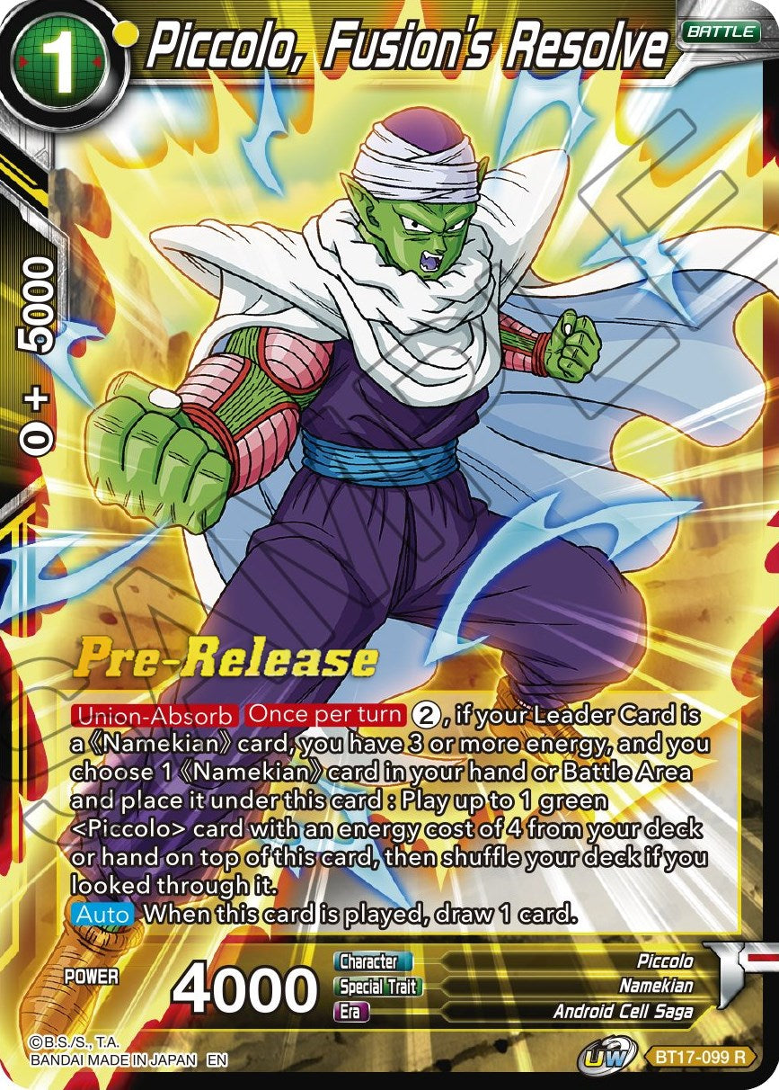 Piccolo, Fusion's Resolve (BT17-099) [Ultimate Squad Prerelease Promos] | Good Games Adelaide SA